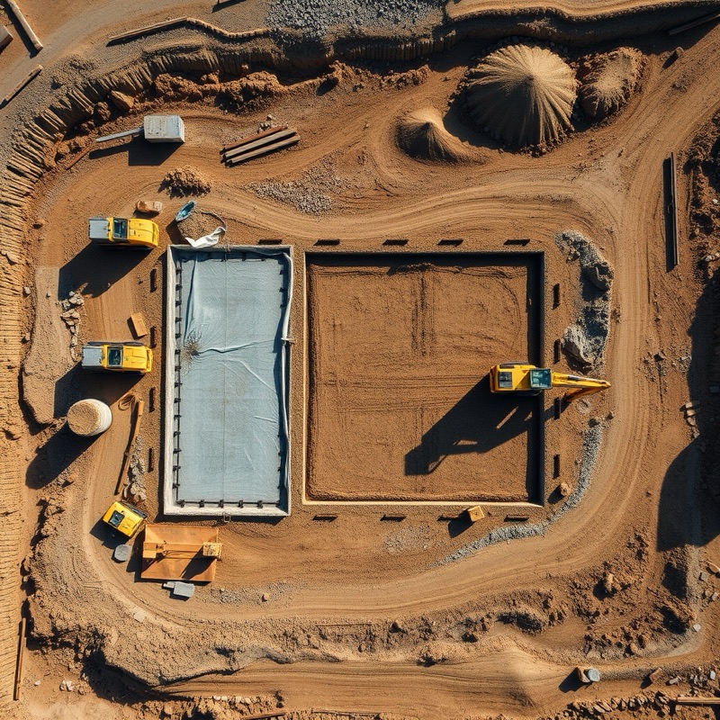 Aerial view of a construction earthworks site